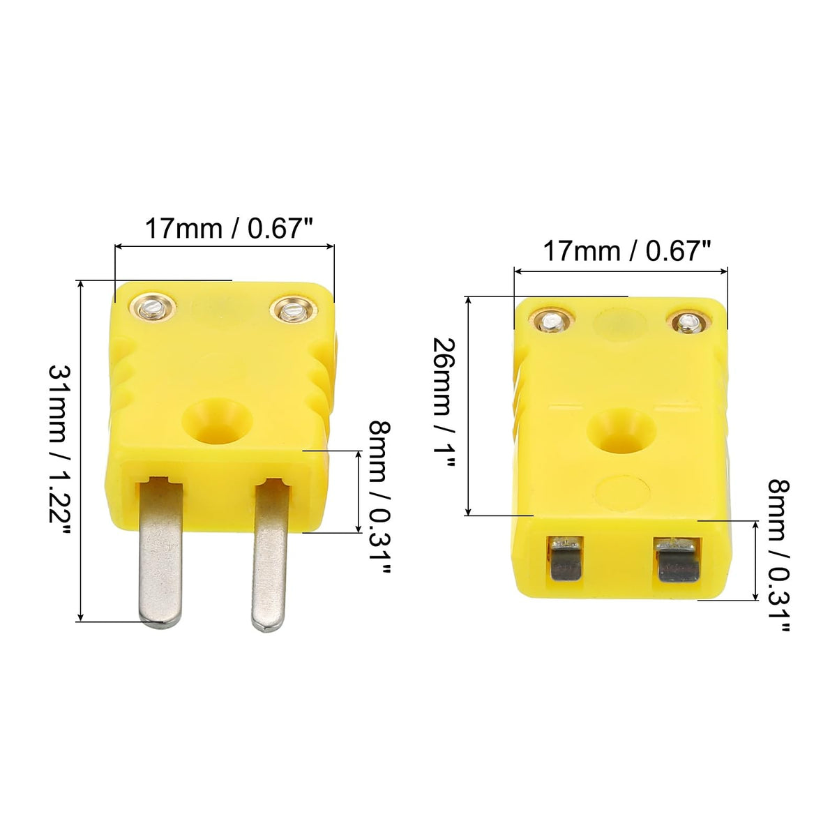MECCANIXITY Mini K Type Thermocouple Wire Connectors Plug Adapter 9Set
