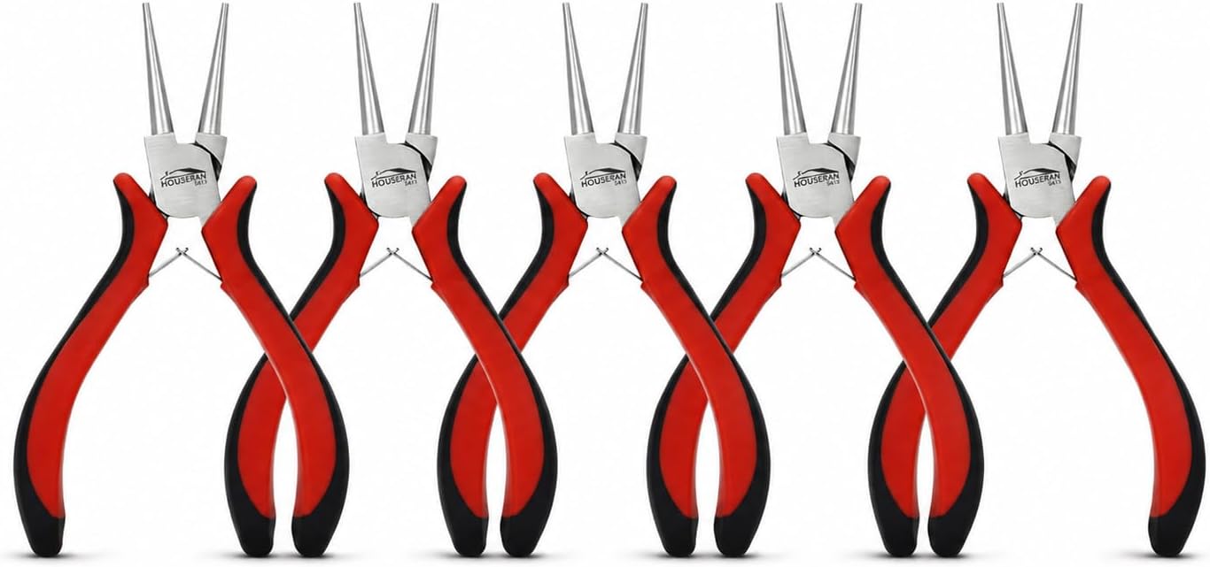 5-Piece Round Nose Pliers Set for Jewelry Making and Wire Wrapping | Smooth Jaw Jewelry Pliers, Mini Needle Nose