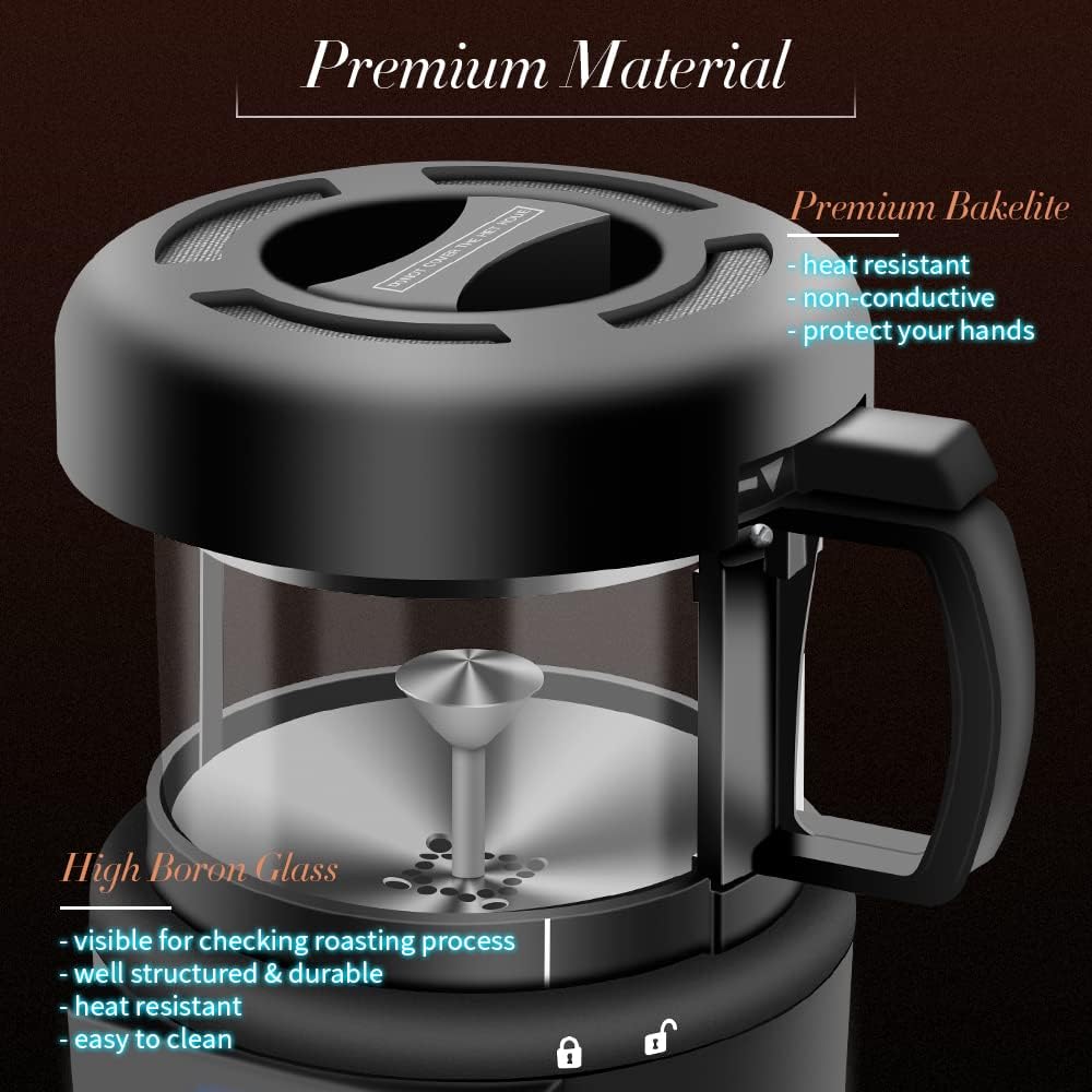 Coffee Bean Roaster Machine - Home Use Air Coffee Roaster with Adjustable Timer Roasting Heating and Air Fan Setting