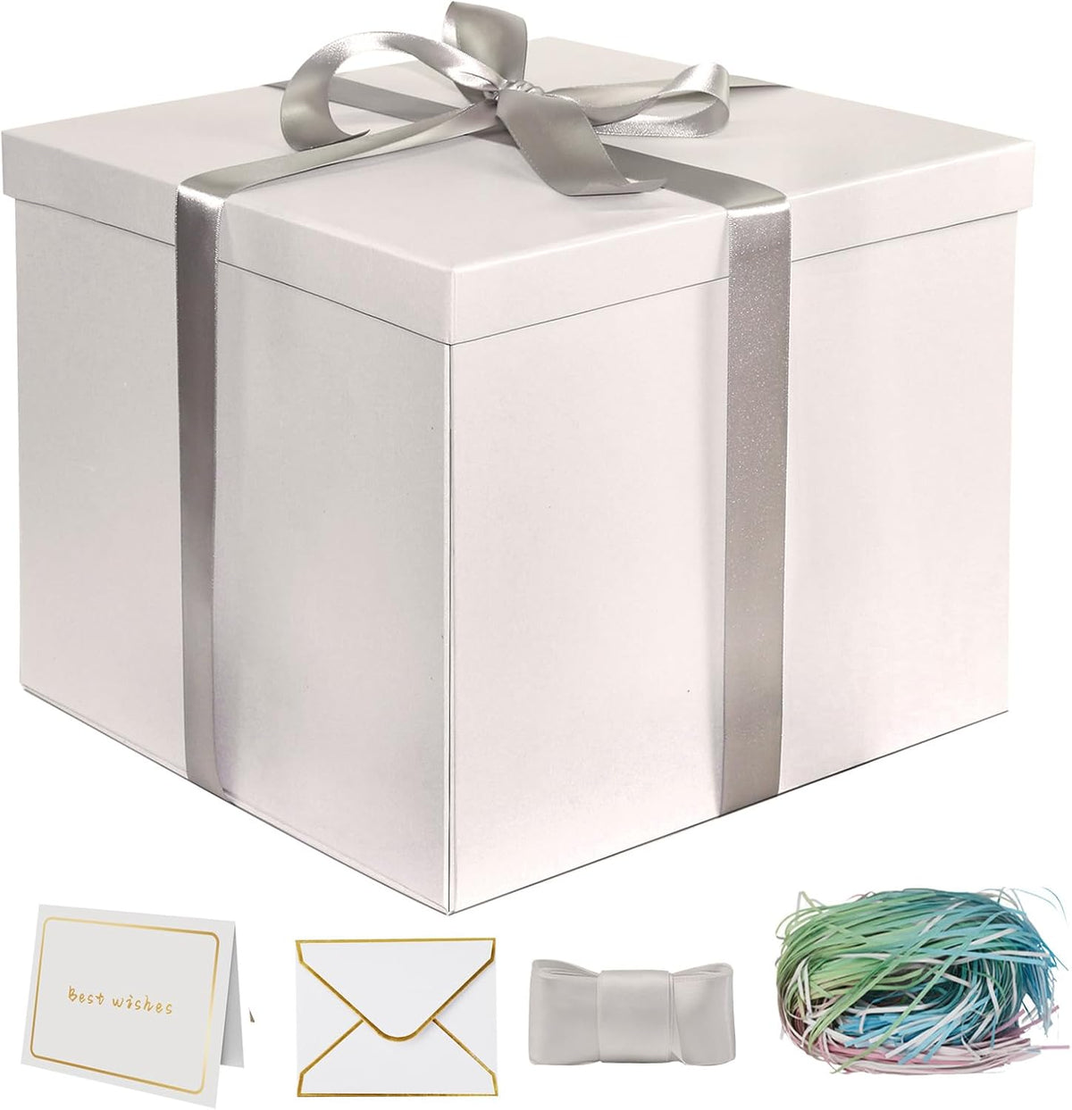 Large White Gift Box with Lid 12x12x10 Inches.