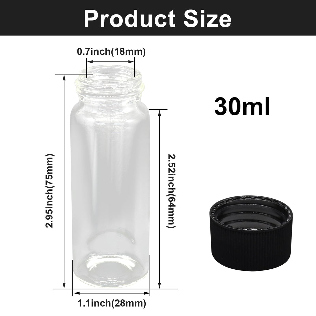 30ml Small Liquid Sample Vial, 12 Pcs Clear Glass Vials