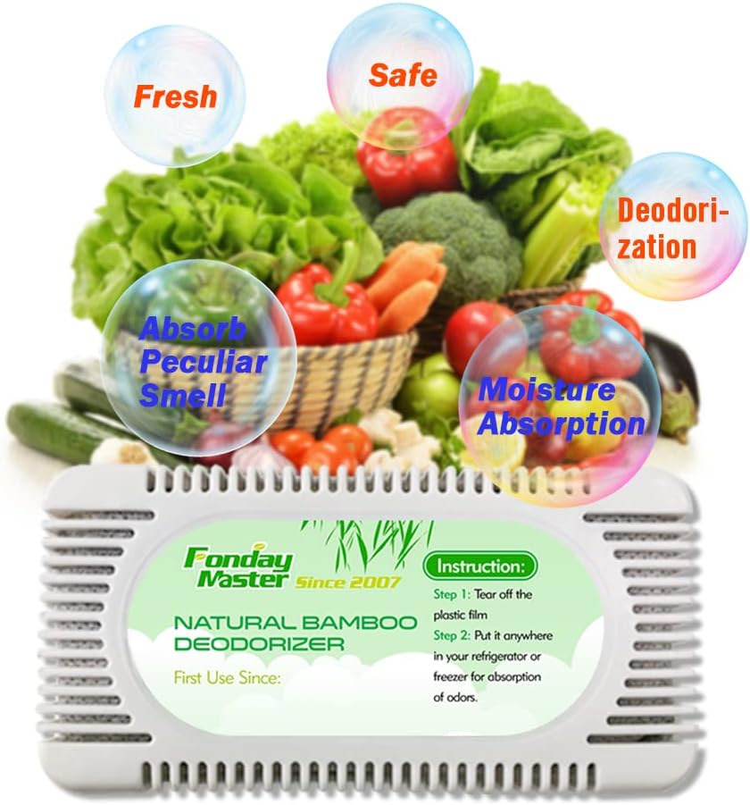 2Packs Fonday Bamboo Charcoal Refrigerator Deodorizer, Odor Eliminator