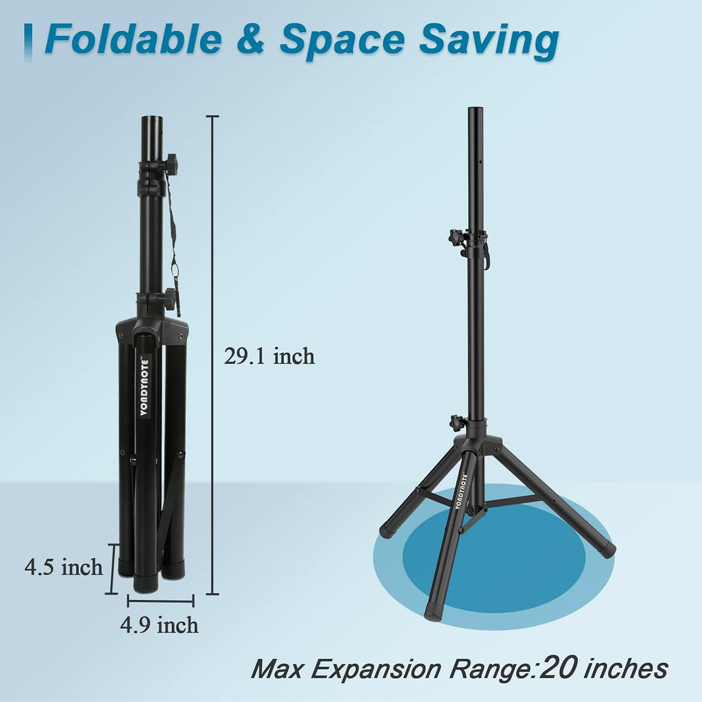 Single Tripod Speaker Stand 33.5"-53.5" PA DJ Short Speaker Stand | Short Mini Speaker Mount Stand, 35mm Pole Mount
