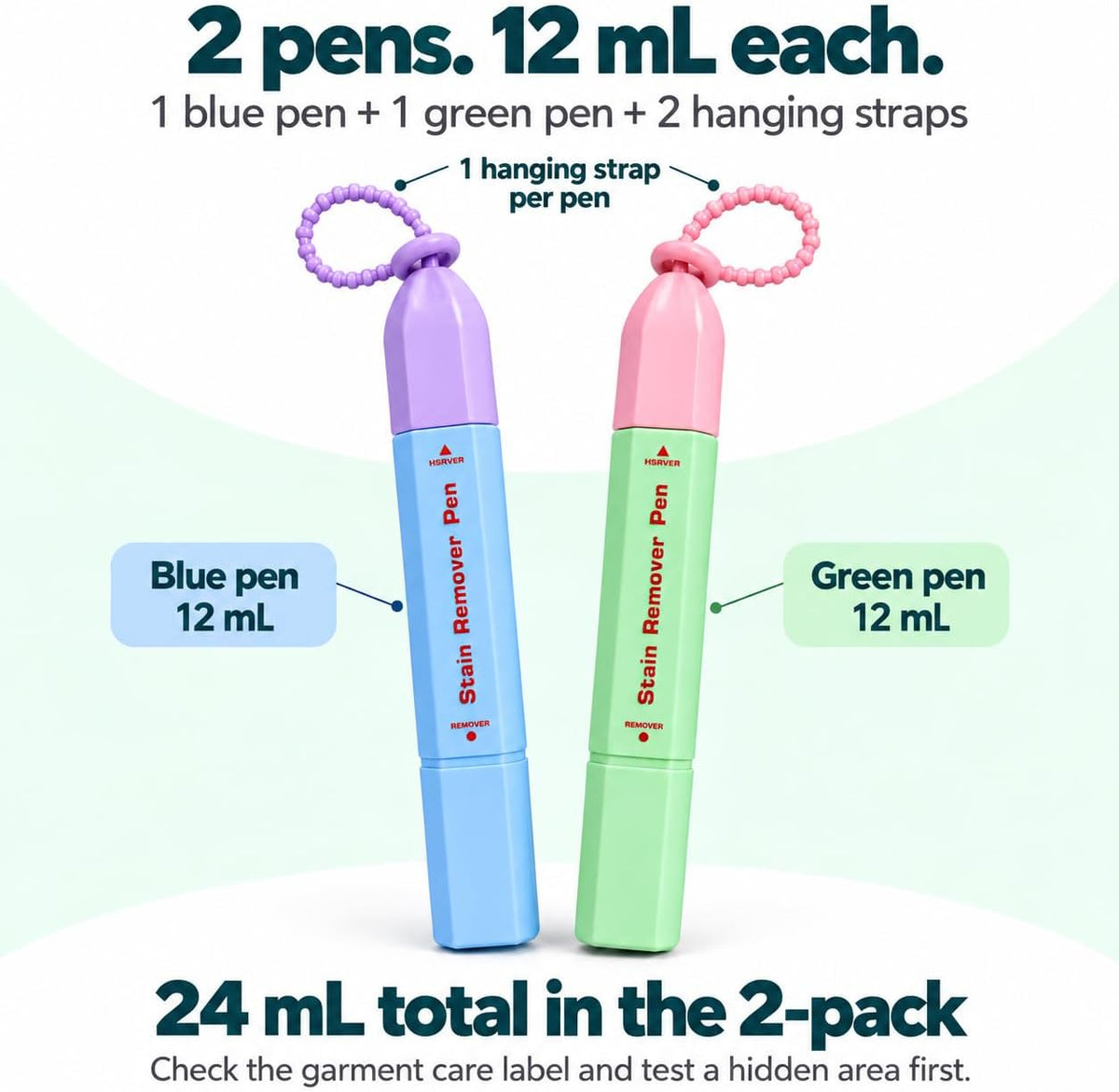 Instant Stain Remover Pen, BIRZOO Dual-Ended 2 Pack with Brush, 12 mL Each