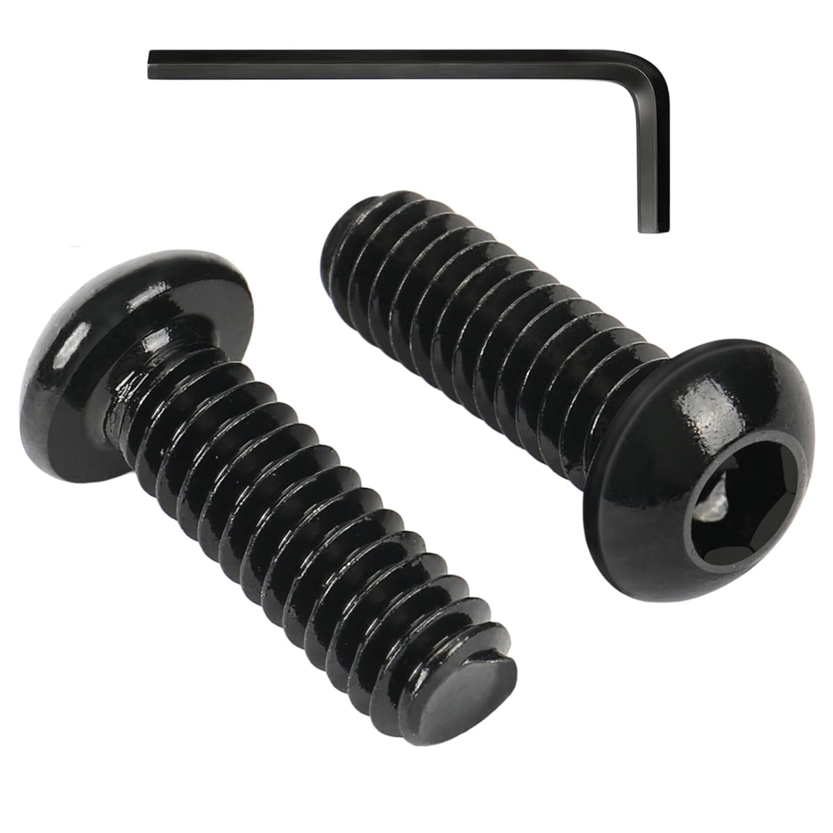 VGBUY 50Pcs 1/4-20 x 1 Button Head Socket Cap Bolts Screws,304 Stainless Steel 18-8,Black Zinc Plating,Fully Threaded,with Spanner Allen Hex Drive, for Furniture,Water Pump,Light Fixture(VG10306)