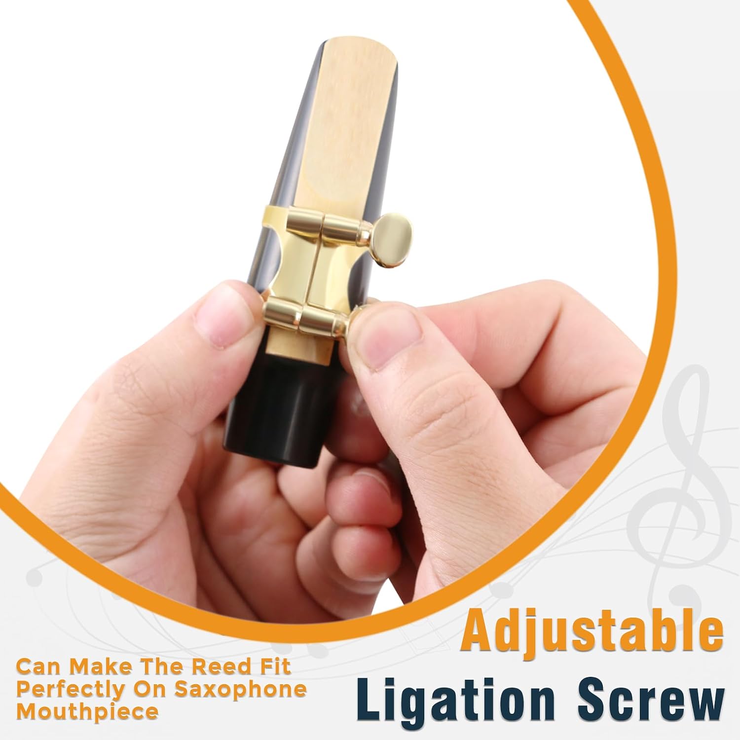 Alto Saxophone Ligature Kit, Metal Ligature for Saxophone Mouthpiece with Plastic Cap, Wind Musical Instruments