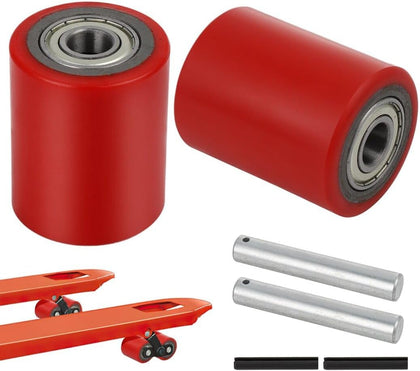 1 Pair Pallet Jack Load Wheels, Manual Pallet Jack Truck Wheels 3” x 3.75” with Bearings ID 20mm, Pallet Jack and