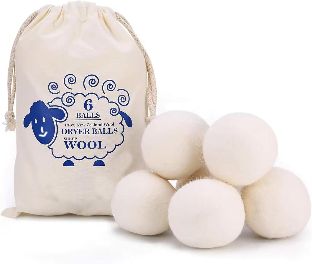 6pc Wool Dryer Balls, Dryer Balls for Laundry, Reusable Wool Dryer Balls