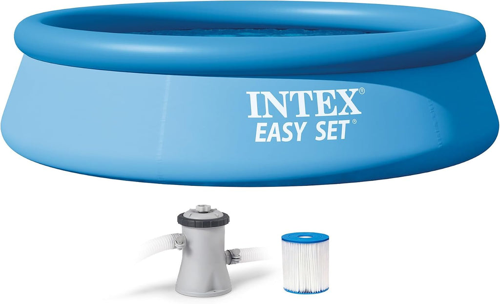 Easy Set 10 ft x 30in Above Ground Pool Set, Round Inflatable Swimming Pool with 330 GPH Cartridge Filter Pump and