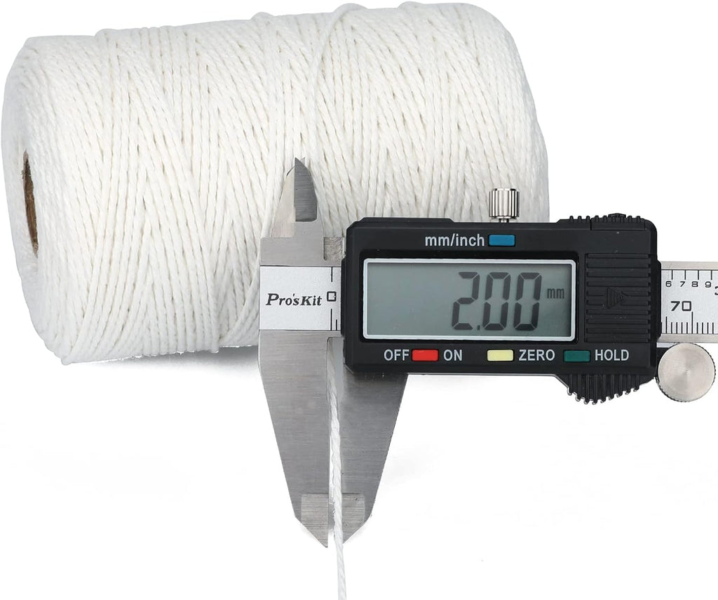 White Cotton Twine String - 1312 Feet 2mm Long Butchers Twine