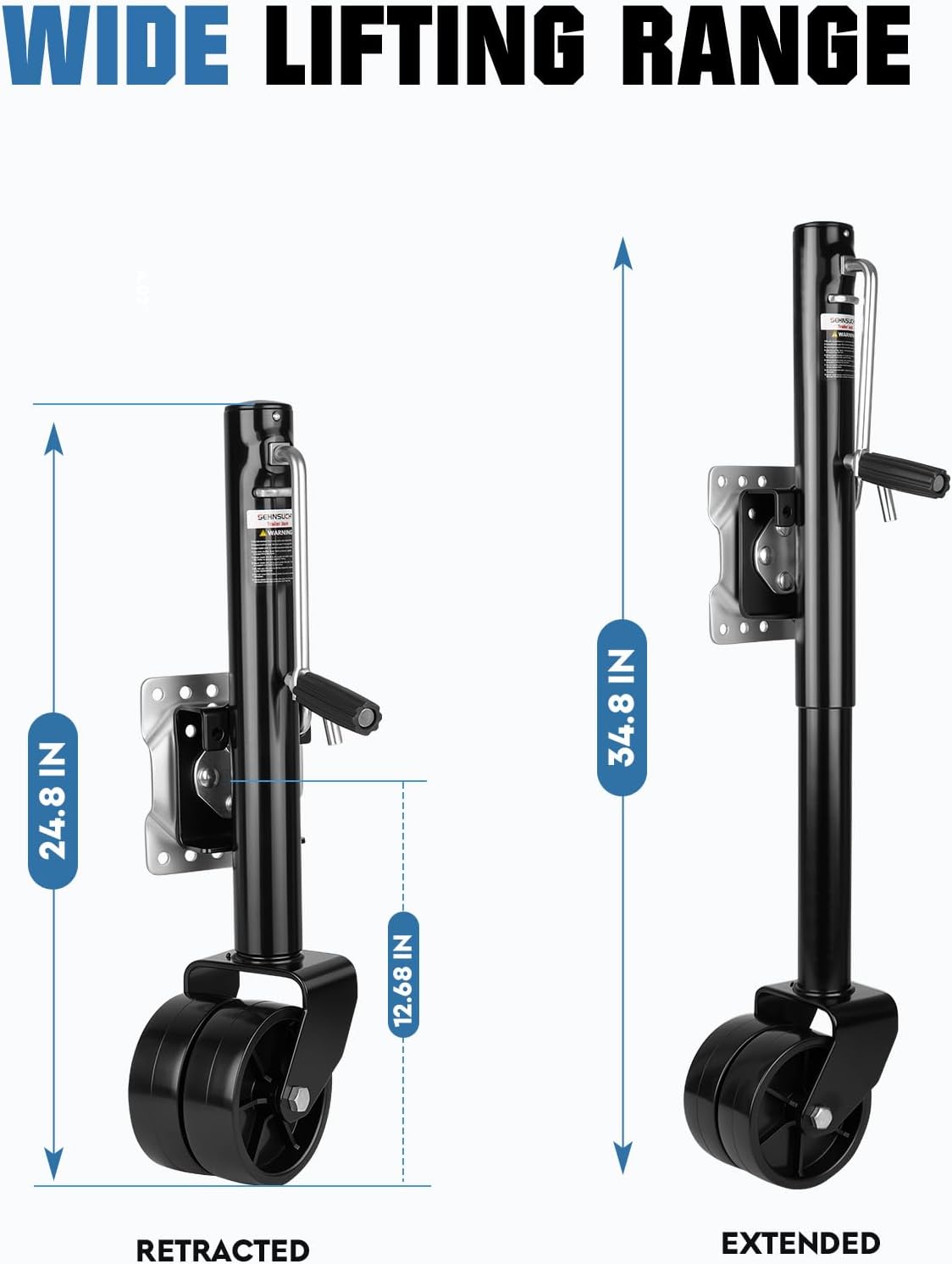 Trailer Jack with Wheel, 2000lbs Swivel Boat Trailer Jack, 10" Lift, Bolt-on Tongue Trailer Jacks for RVs, Boats and