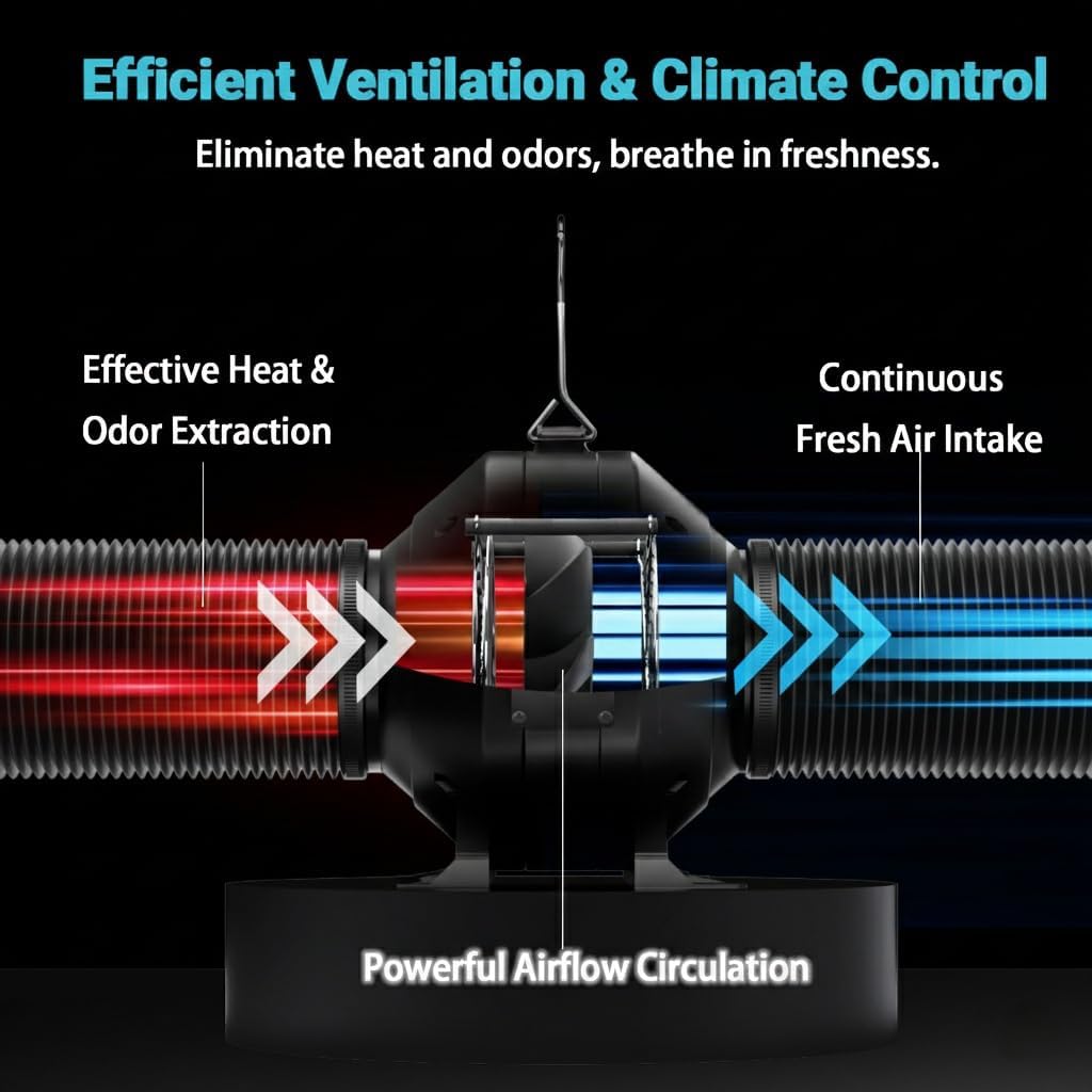2x2 Grow Tent Kit with Fan and Carbon Filter, 24"x24"x48" 1680D Mylar Indoor Grow Tent Ventilation System with 4 Inch