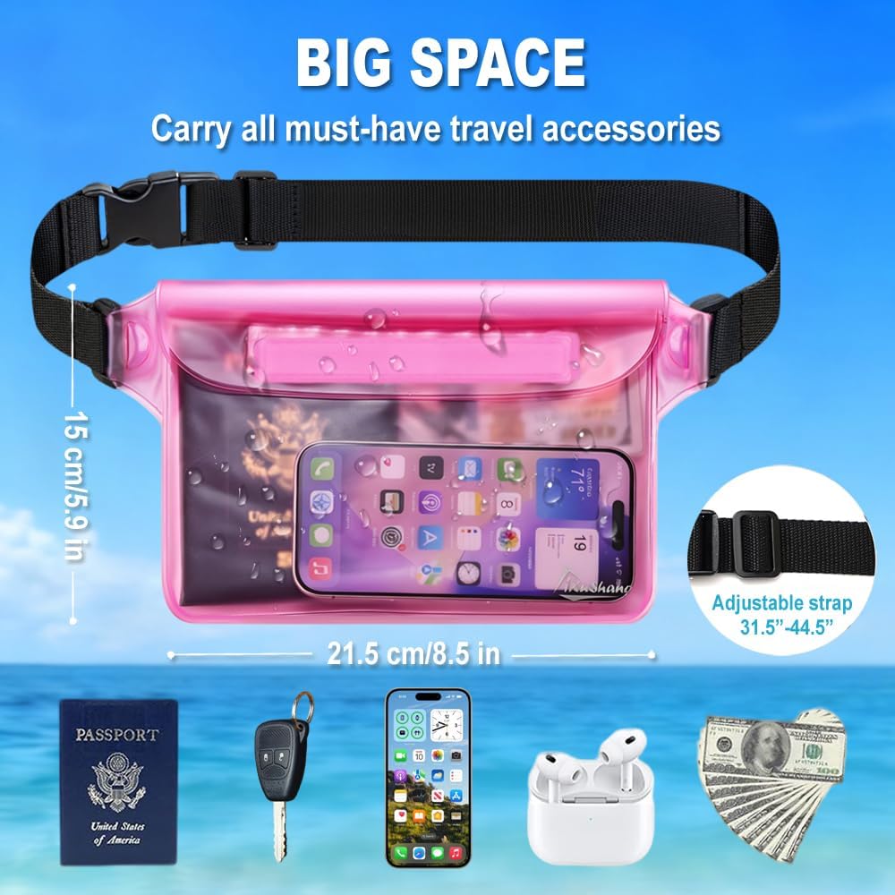 Waterproof Fanny Pack, Dry Bag Phone Pouch for Beach Swimming Kayaking | Floating dry bag keeps wallet & purse safe.