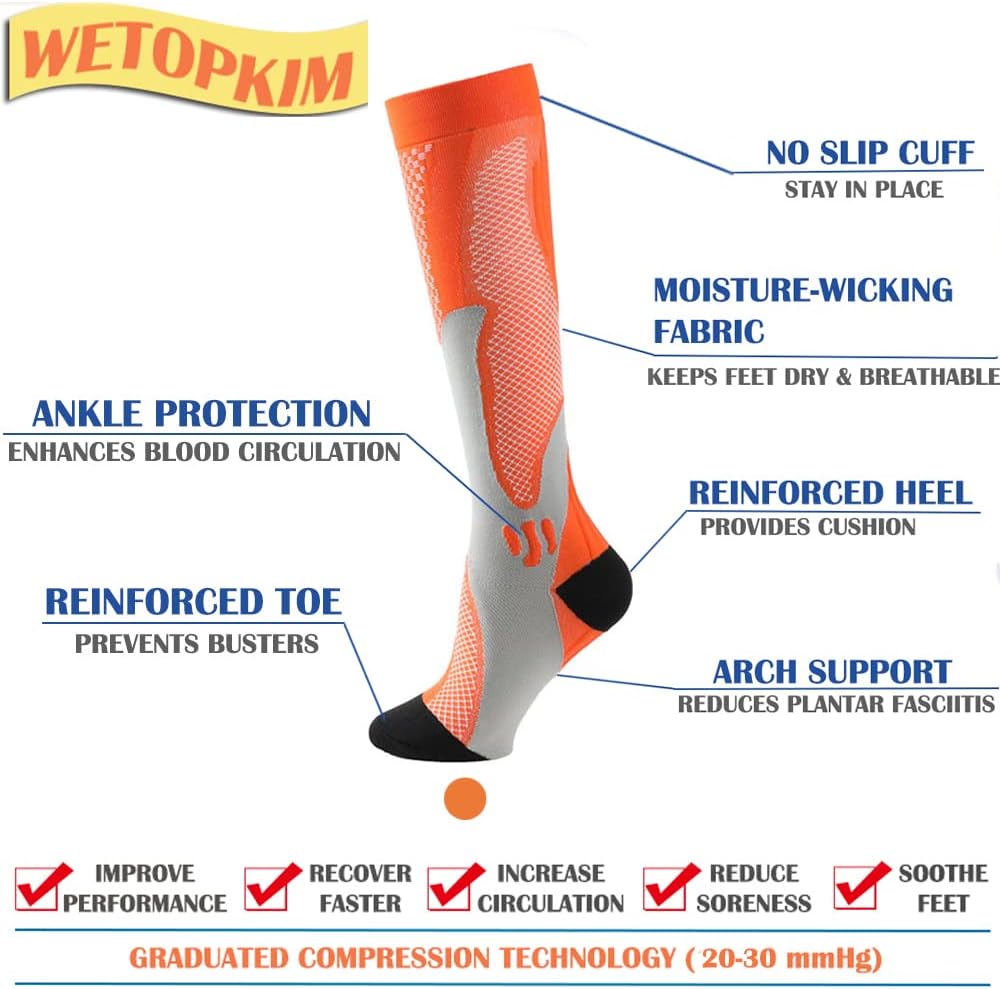 Compression Socks for Women & Men Best for Athletic, Running,Flight Travel,Cycling