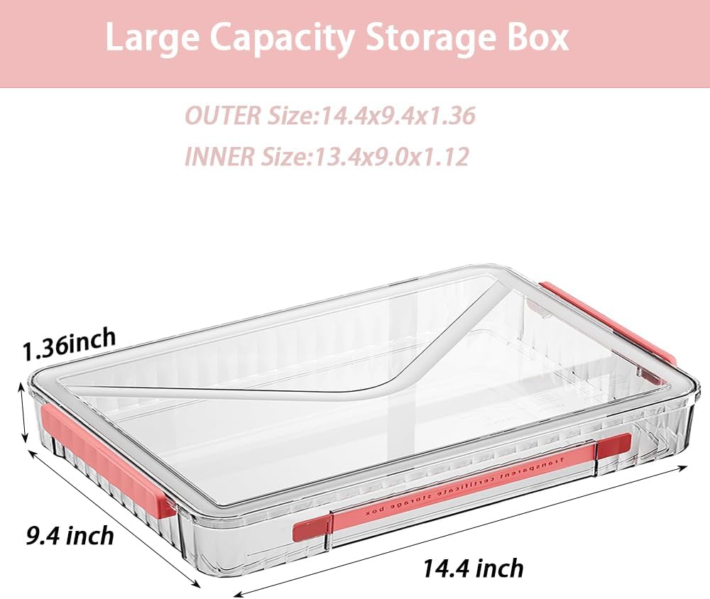 Clear Storage Box with Latch, 2 Pack, Stackable