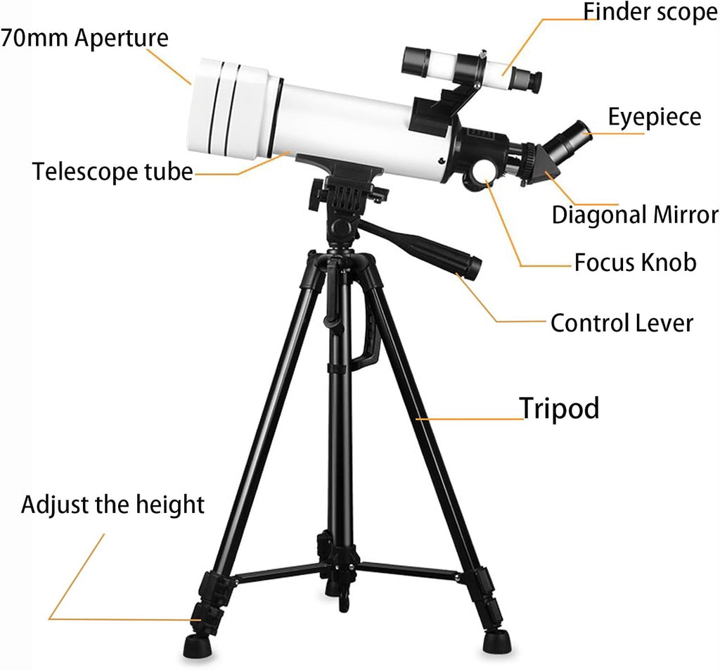 Telescope for Adults & Kids，70mm Aperture 400mm Astronomical Refractor Telescopes for Kids Beginners，with Adjustable