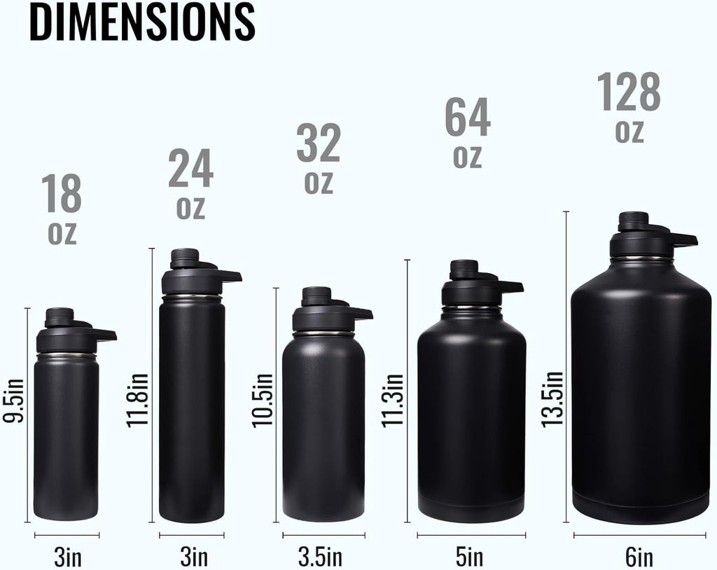 Insulated Water Bottle with Handle, 304 Stainless Steel Water Bottles with Wide Mouth, Double Wall Vacuum Sports