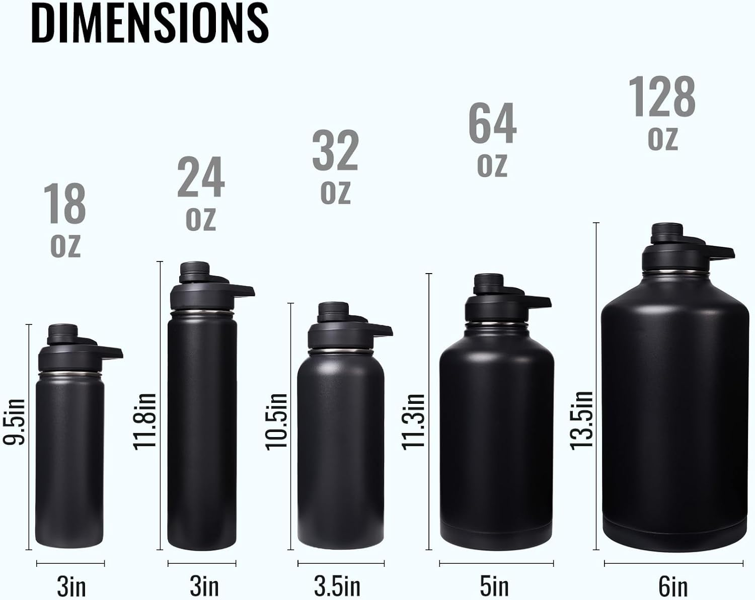 Insulated Water Bottle with Handle, 304 Stainless Steel Water Bottles with Wide Mouth, Double Wall Vacuum Sports