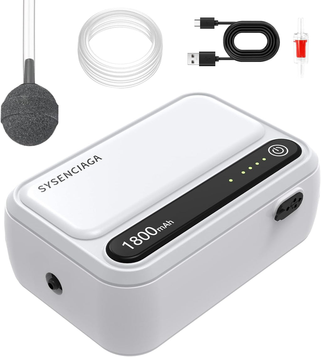 Aquarium Air Pump Rechargeable Aerator for Bait Bucket, Portable Battery Powered Air Pump for Aquarium, Fish Tank Air