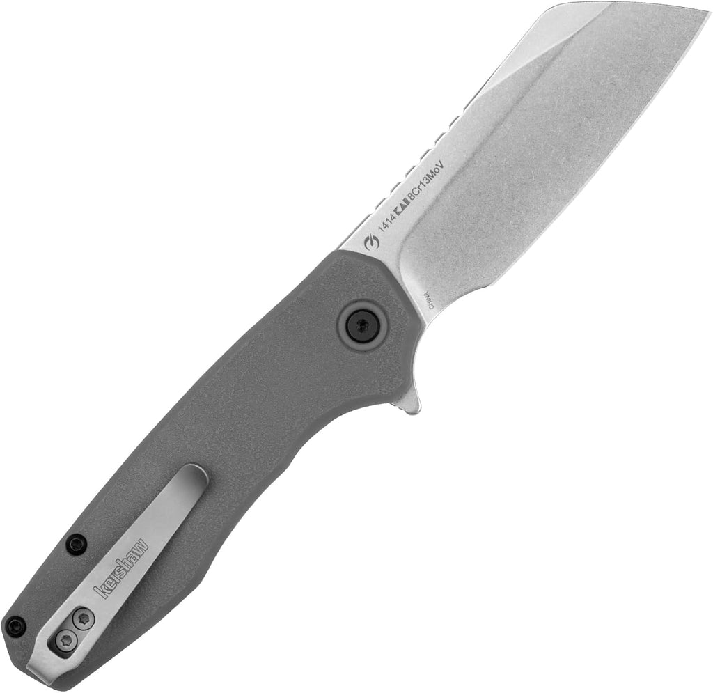 Wharf Pocket Knife, Gray, 2.8 Inch Cleaver Blade | EDC with Assisted Opening, Reversible Deep-Carry Pocketclip