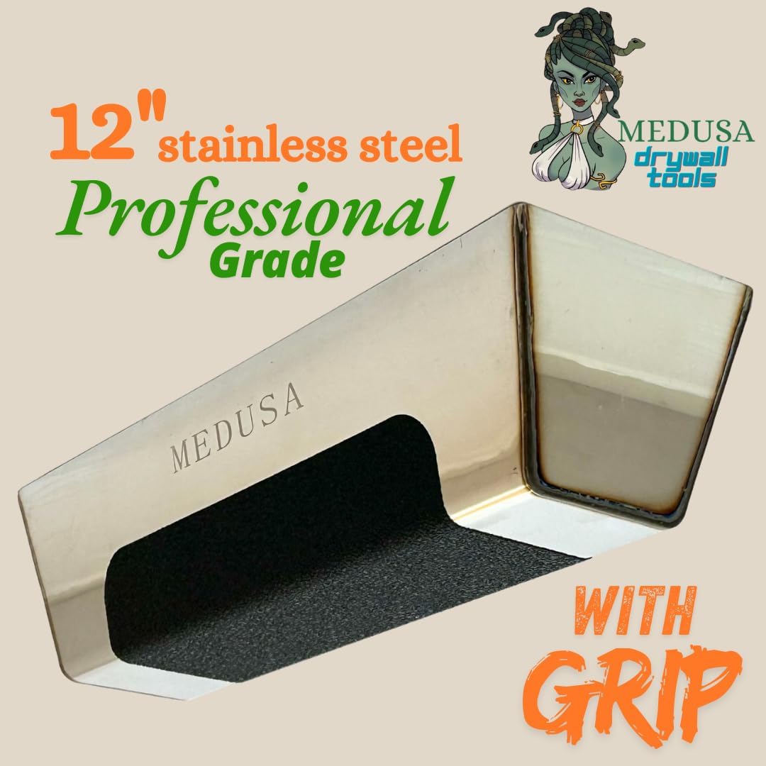 's Carbon and Blue Steel Drywall Taping Knife set with S.S. 12" Mud Pan And Grip: Classic Style Light Handles with