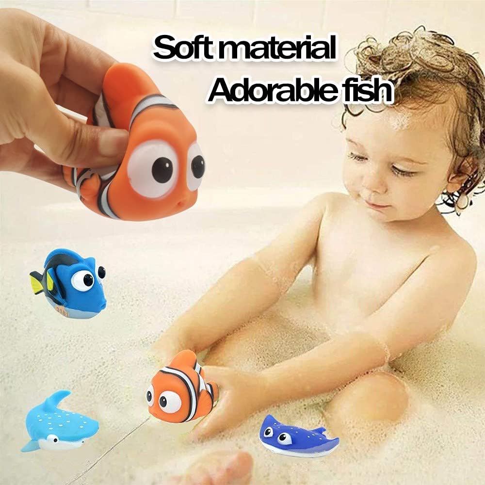 Kid Shower Toy Baby Bath Squirt Toys,Shark Bathtub Water Toys,4pcs Toddlers Infant Swimming Pool Toys