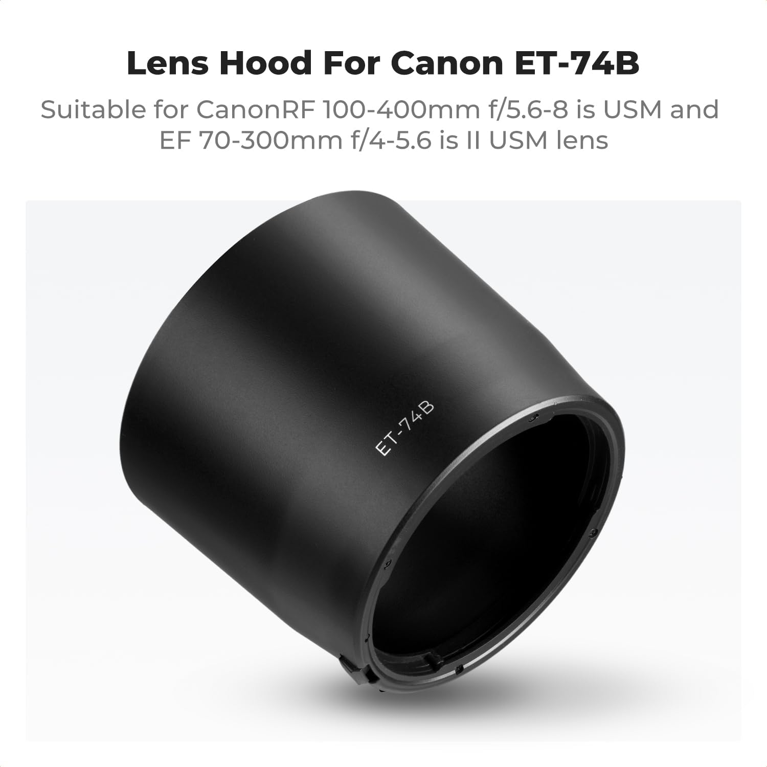 Lens Hood Replace of ET-74B Hood Fits 67mm Filters & Lens Caps | Compatible with Canon RF 100-400mm f/5.6-8 is USM