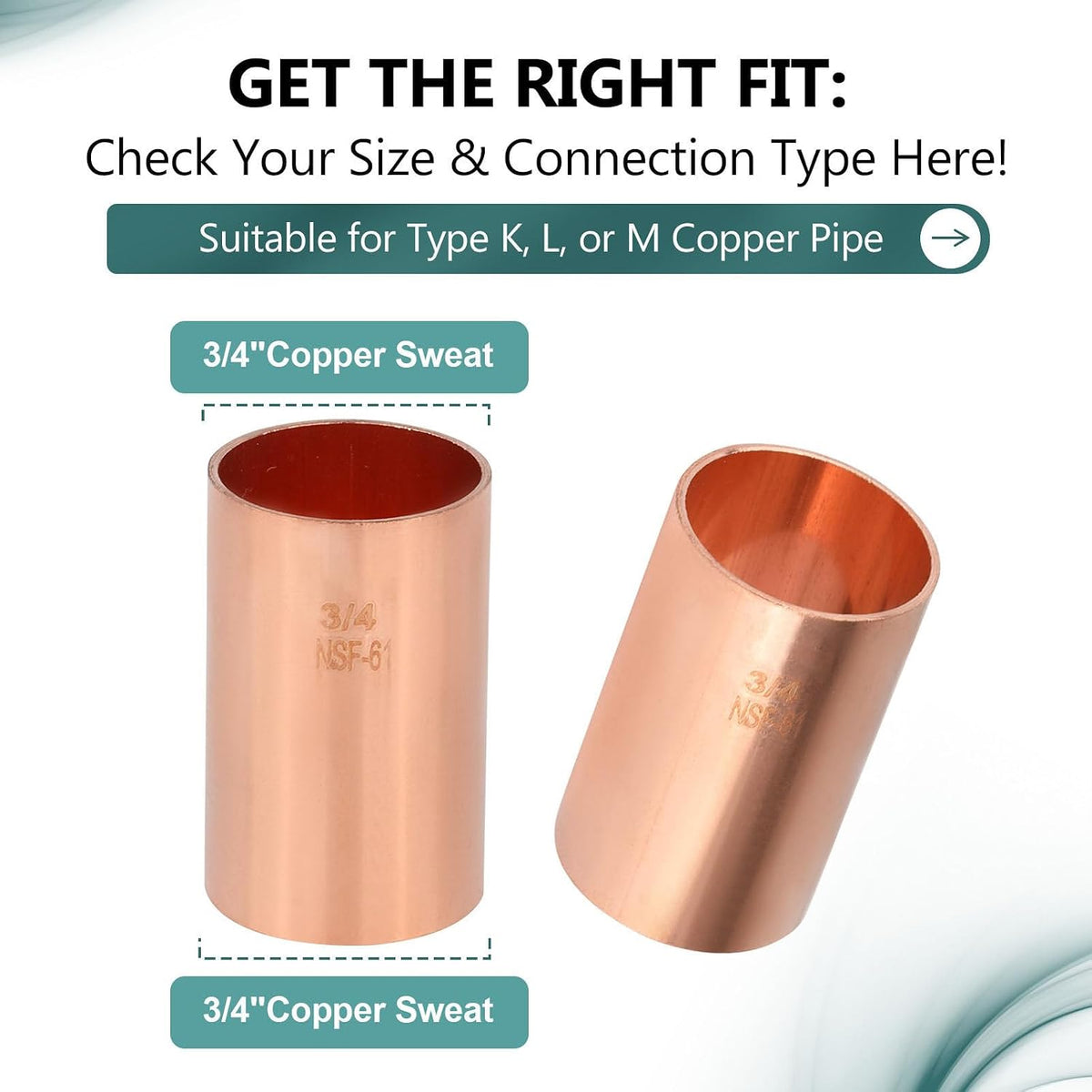 30-Pack Niikappu 3/4" C X 3/4" C Copper Coupling without Stop(COPPER033-30)