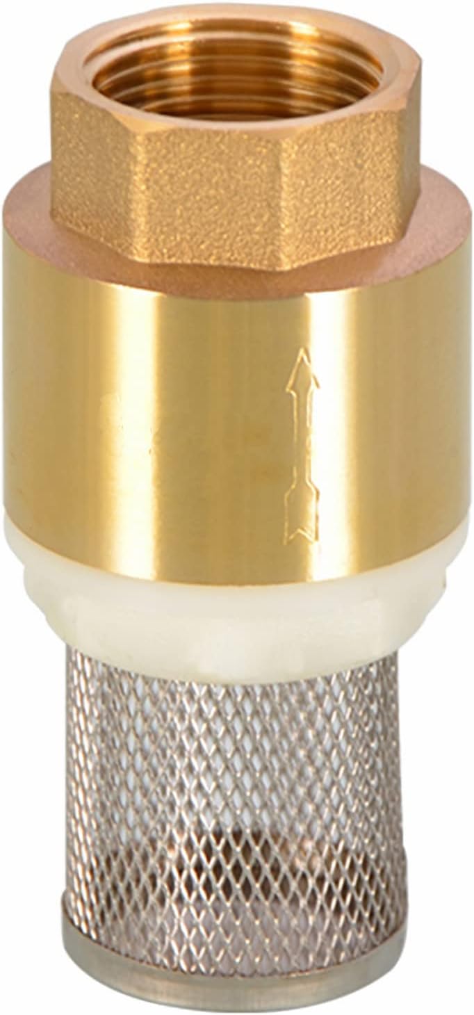 New 1/2" DN15 Female Thread Bottom Valve, Brass one-Way Check Valve, Water Pump Foot Valve with Filter 1PCS (DN15-1/2")