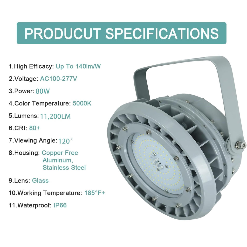 80W LED Explosion Proof High Bay Light Class 1 Division 2