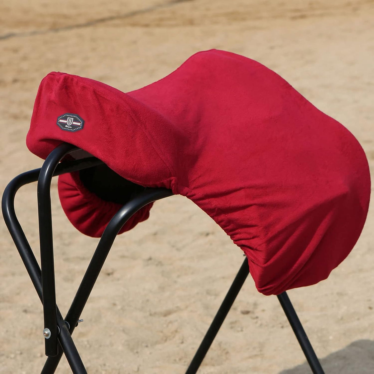 Fleece Saddle Cover for GP/Close Contact Saddles, Dust Protection, Machine Washable, Elastic Fit - Red