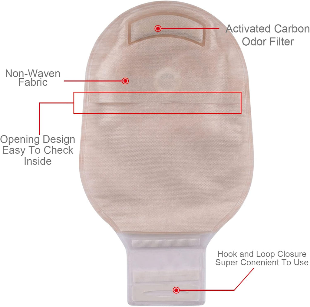 20 PCS Colostomy Bags with Velcro Closure, One Piece Ostomy Bag