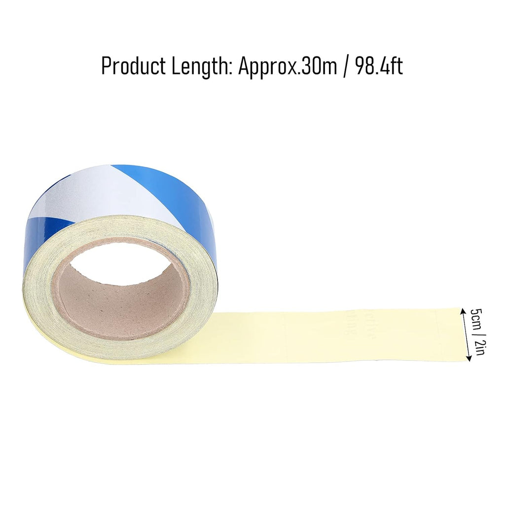 Reflective Safety Warning Tape Blue White 5cm X 30m Hazard Marking Tape