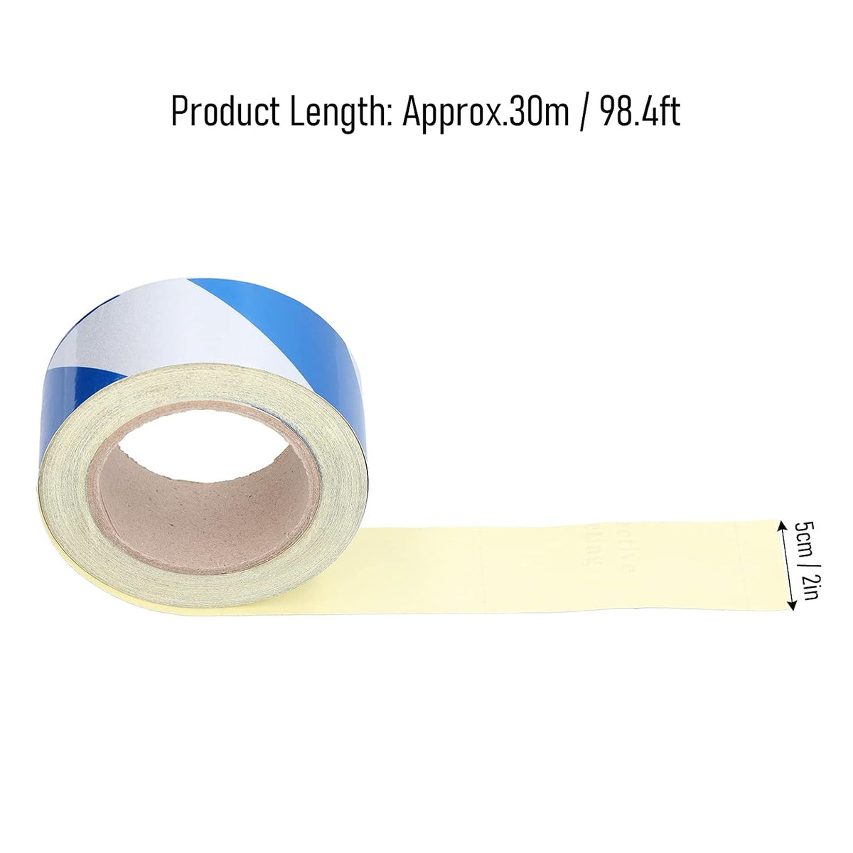 Reflective Safety Warning Tape Blue White 5cm X 30m Hazard Marking Tape