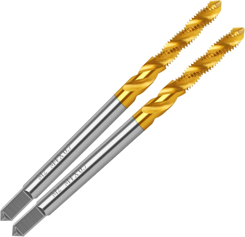 2Pcs M4x0.7 Spiral Flute Metric Thread Tap,Thread Milling Tap for Metal
