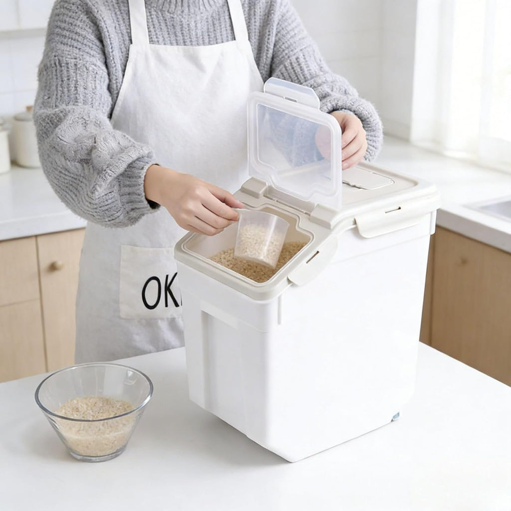 2 Pack 50lb Flour & Rice Storage Container, Rice Bucket (Grey)