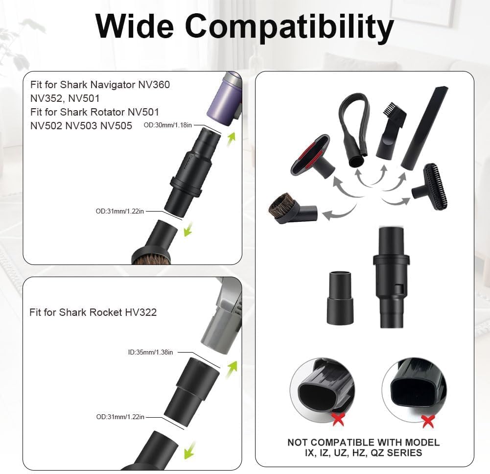 Vacuum Attachments for Shark Navigator Lift Away NV360 NV352 NV356E | Also for Rotator NV501 NV502 NV503 NV505 Vacuum