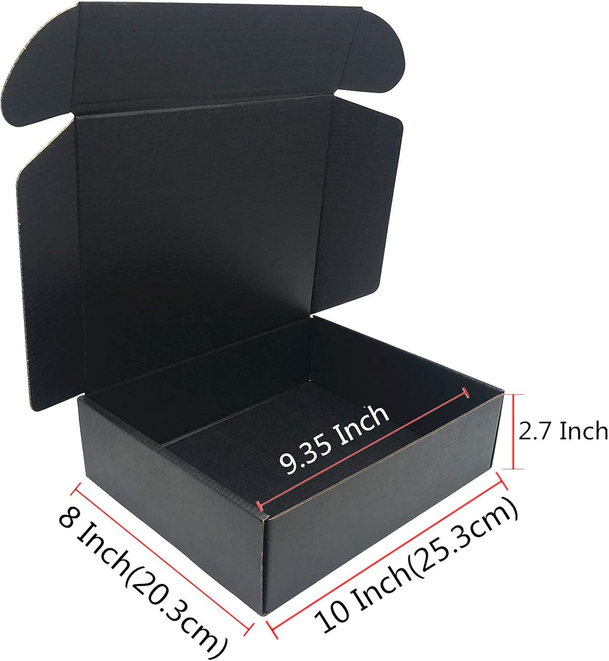 Black Shipping Boxes 10 x 8 x 2.7 Inch Cardboard Storage Box 10Pack