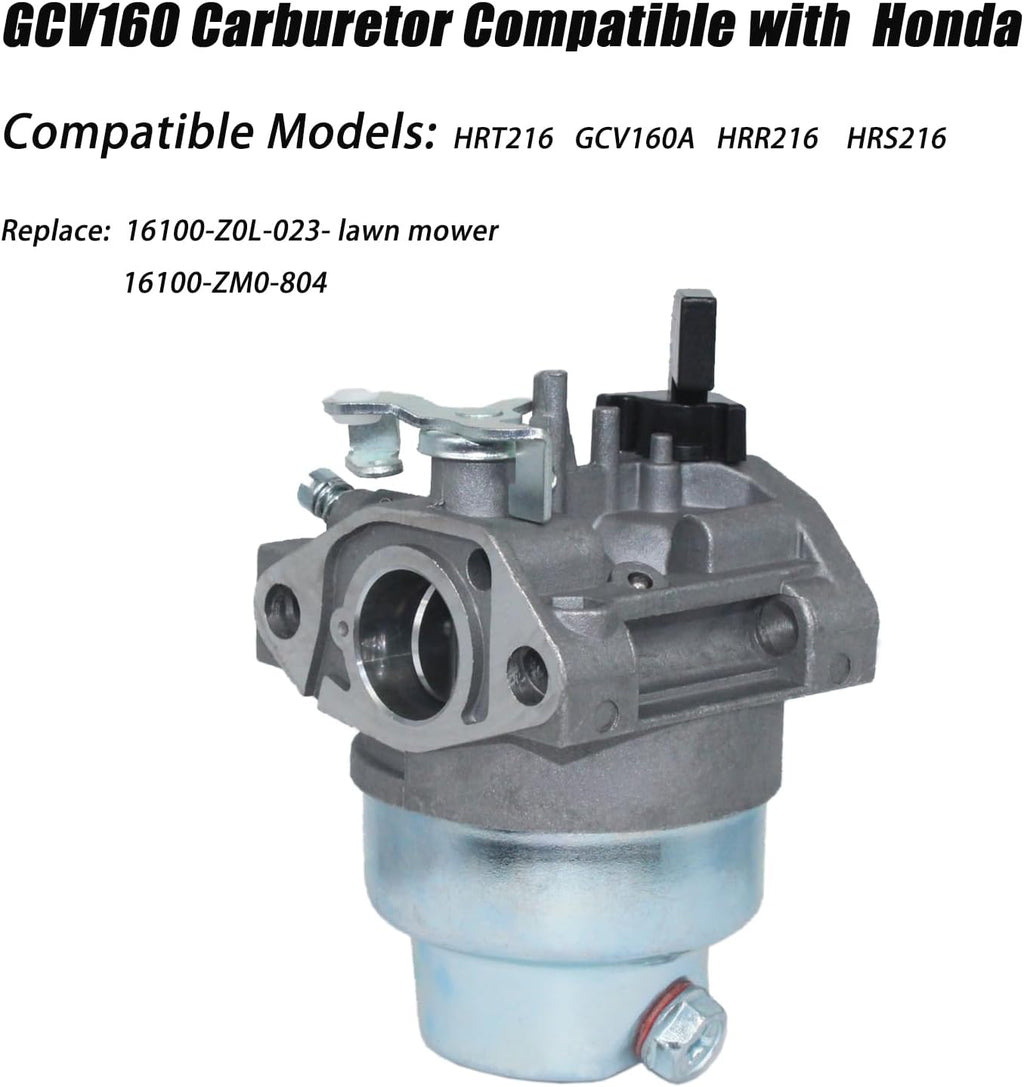 GCV160 Carburetor Kit Manual Choke, Compatible with Honda GCV160A Engine | Fit HRT216,HRB216,HRR216,HRS216 Lawn