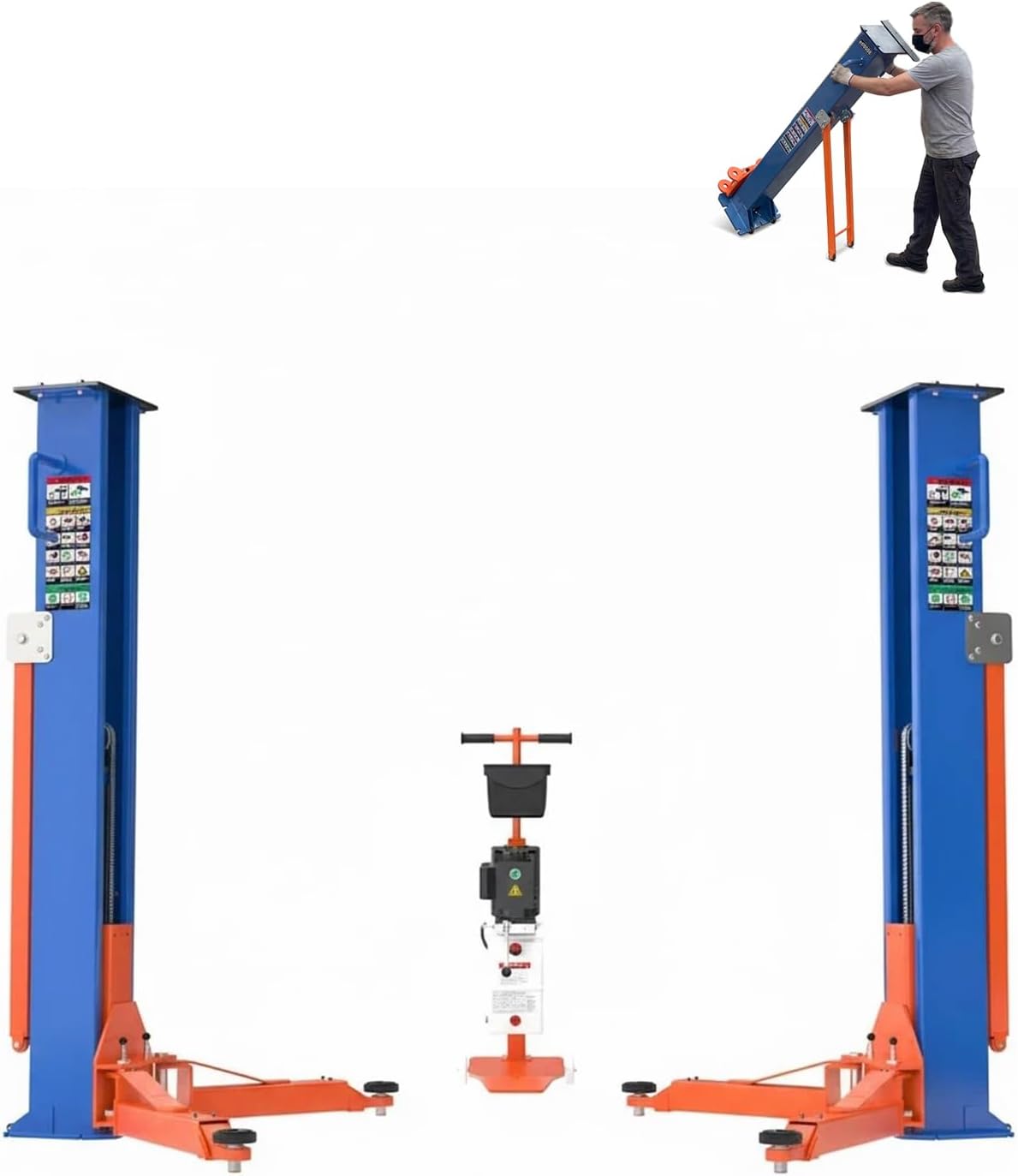 Portable Two Post Car Lift 8000 LBS Capacity, 220V Electric Lock, Movable Garage Car Lift for Home Garage & Workshop