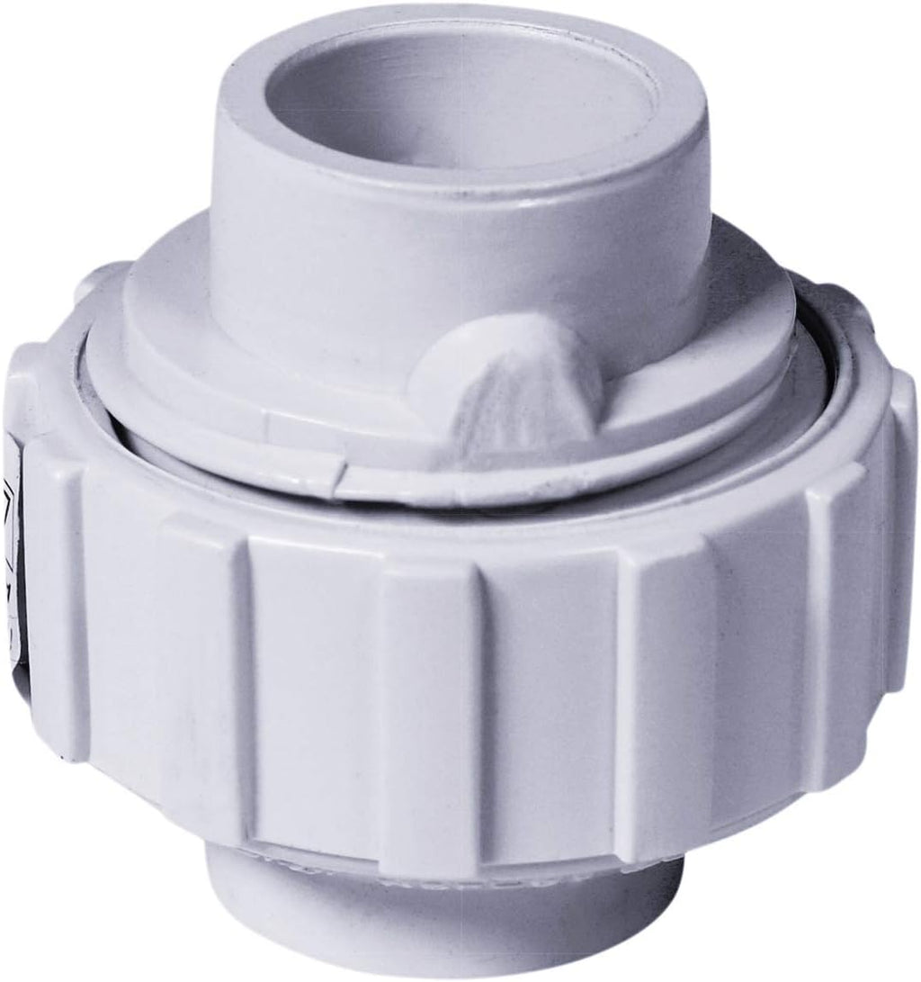 Midline Valve 597DV212 PVC Union Coupling Pipe Fitting 2-1/2'' Solvent Connections White Plastic