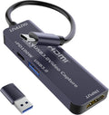 USB 3.0 Video Capture Card with PD 100W, Recording 4K, 1080P 60FPS, HDMI to USB-A/USB-C Capture Card with USB 3.0