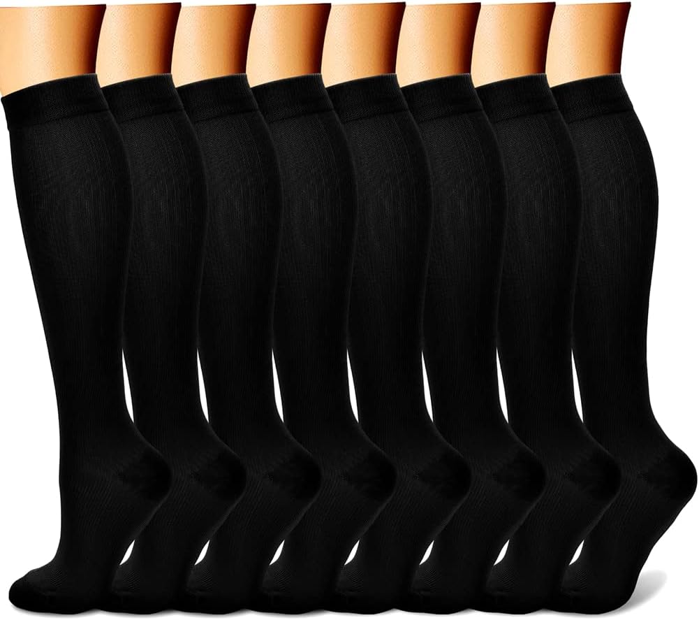 Compression Socks for Women & Men Circulation (8 Pairs) 15-20 mmHg Best Calf Socks Support for Athletic Cycling