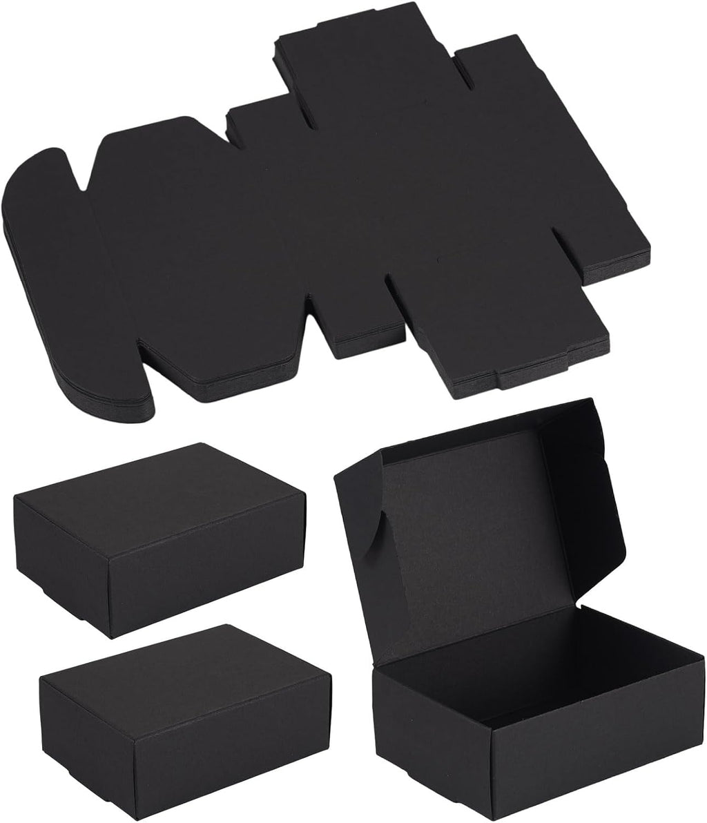 20pcs Black Corrugated Board Postal Boxes Small Shipping Boxes 3.26"x2.36"x1.18" Foldable Paper Mailer Boxes for