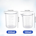Plastic Beaker Set, 500 ml, 250 ml, 200 ml, 100 ml, 50 ml, 25 ml