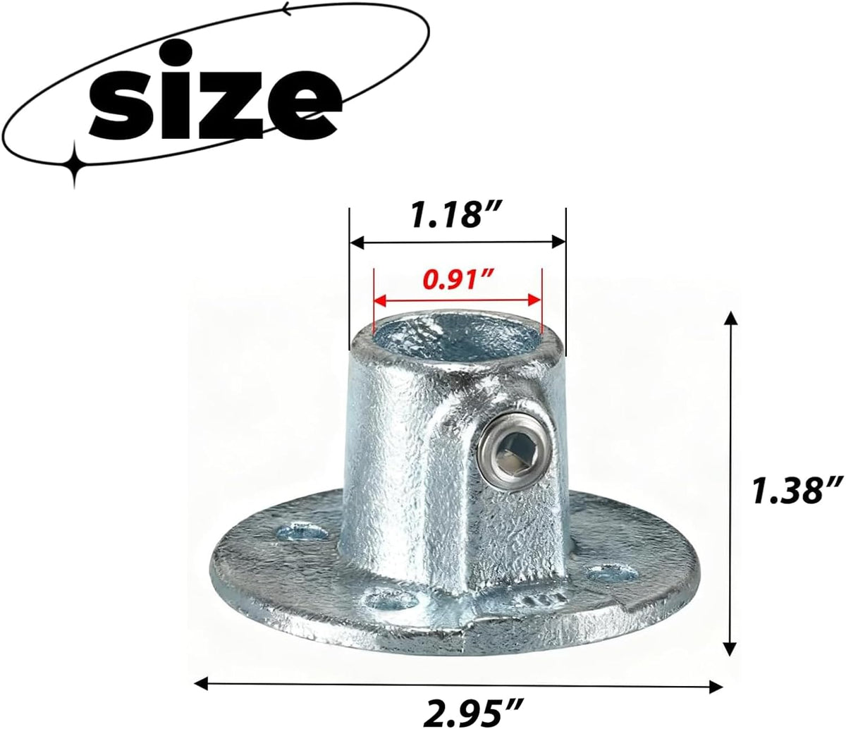 1/2" 4PCS Flange Base Railing Galvanized Pipe Fittings Connector