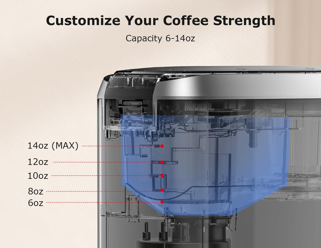 Single Serve Coffee Maker K Cup Pod, 6-14oz Brew Size | 3 Min Fast Brewing with Strength Control, BPA-free Materials