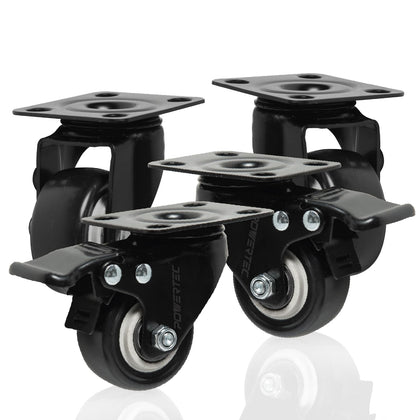 2" Caster Wheels Set of 4-2 Casters W/Dual Locking Break - Heavy Duty 350 lbs Capacity, 360° Swivel, Plate Mounted