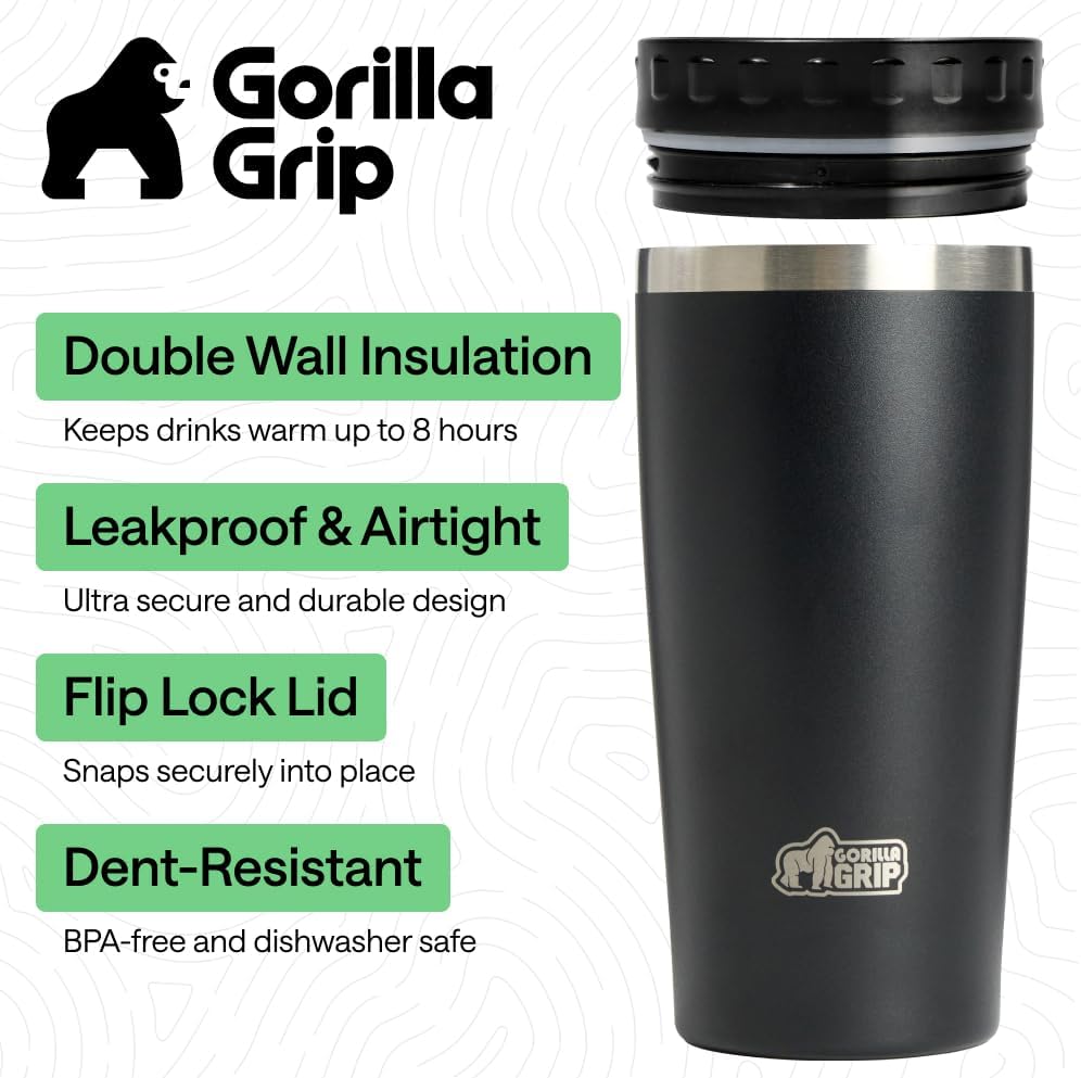 304 Stainless Steel Double Insulated Travel Coffee Mug, Leakproof Lid with Smooth Sip Top, Prevent Spills, Dent &