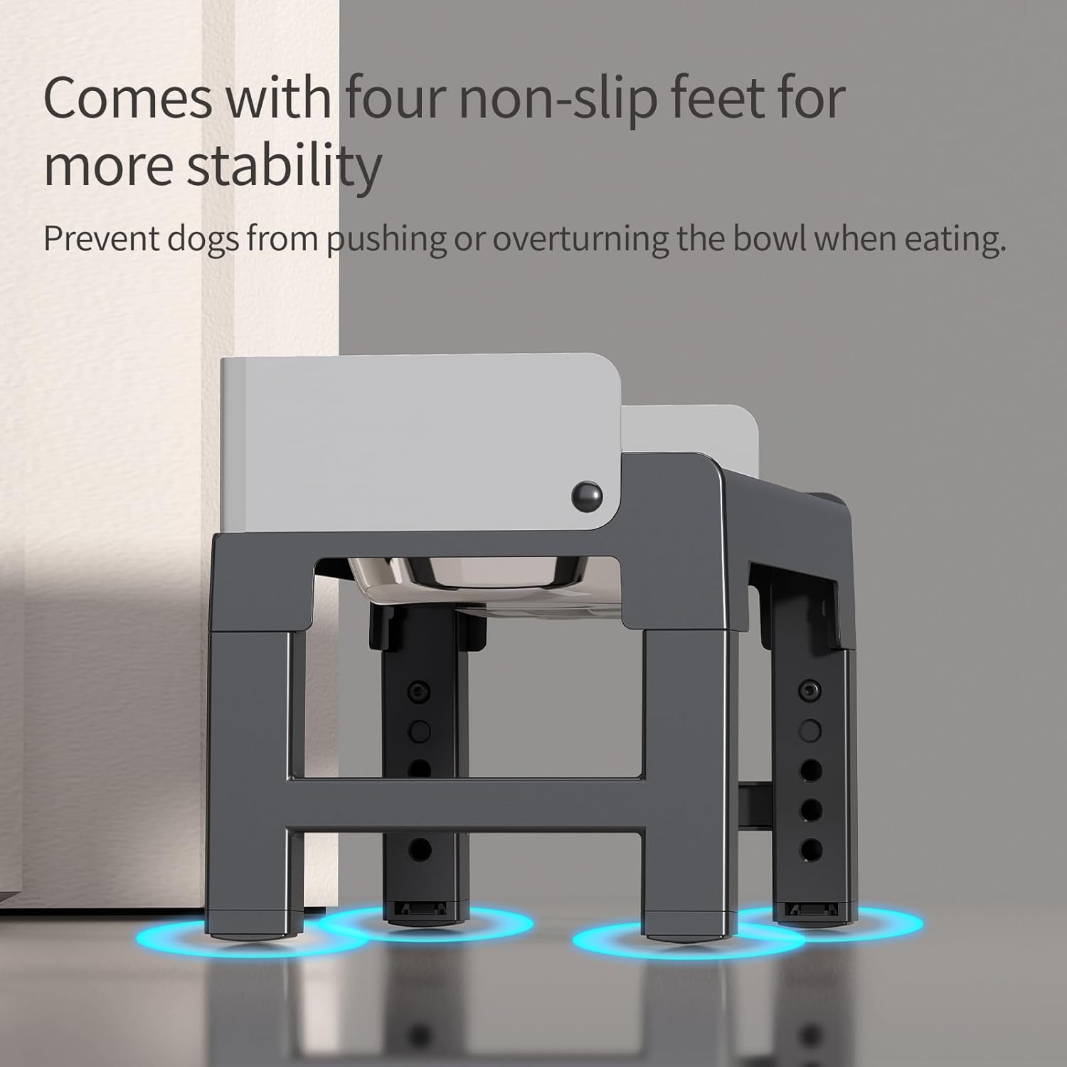 Elevated Dog Bowls, Spill Proof, Tiltable Dog Feeder with 1 Slow Feeder Bowl &1 Stainless Steel Bowl, 6 Height